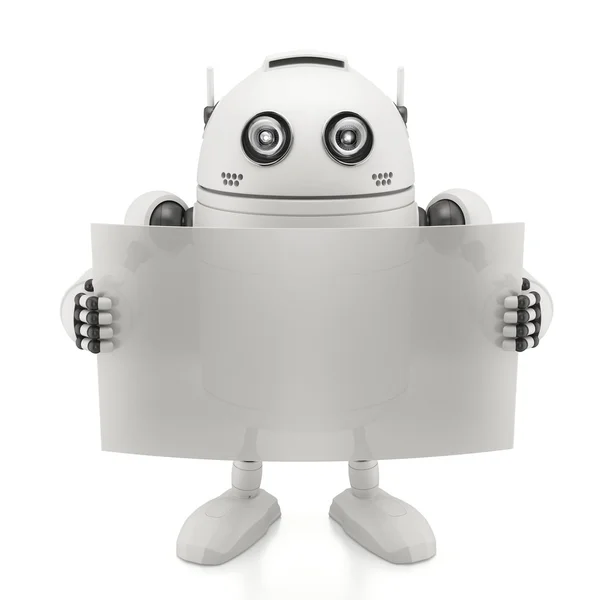 Robot with blank board — Stock Photo, Image