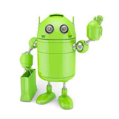 Yeşil shoping çanta ile android