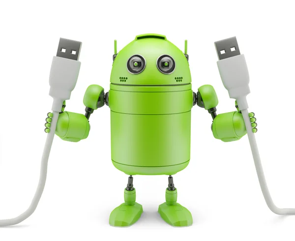 Android con cavi USB in mano — Foto Stock