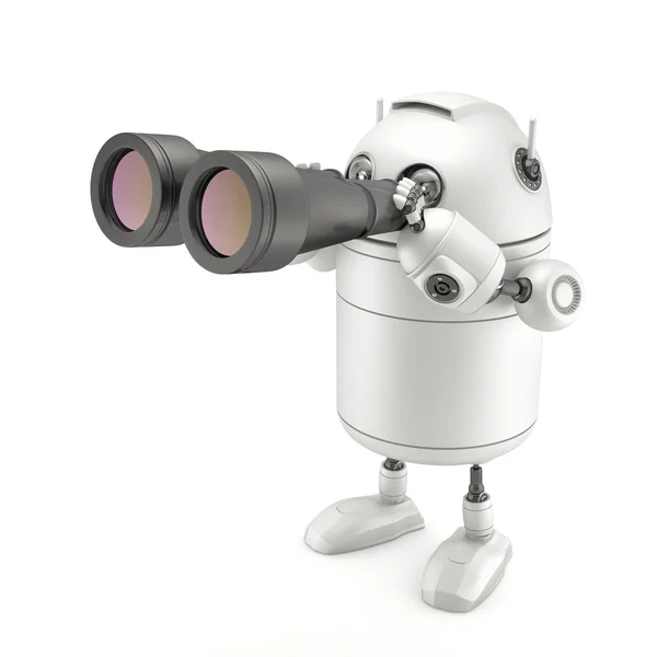 Roboter mit Fernglas — Stockfoto