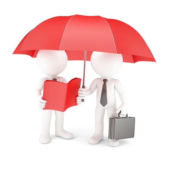 Grupo de negócios com guarda-chuva e manual . — Fotografia de Stock