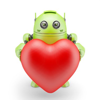 büyük kırmızı kalpli şirin robot