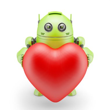 büyük kırmızı kalpli şirin robot