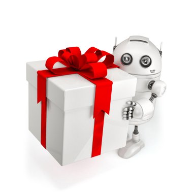 hediye kutusu ile robot.