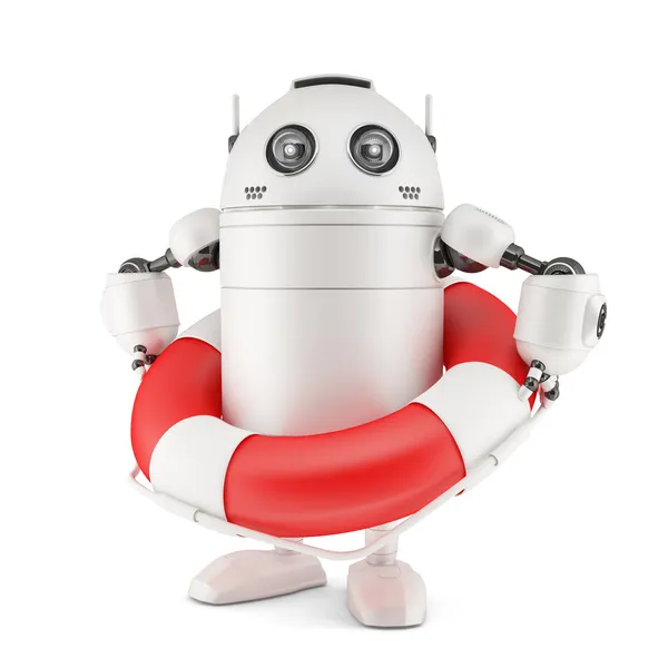 Robot with life buoy. — Stock Photo, Image
