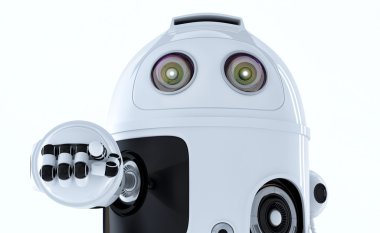 android robot sana işaret.