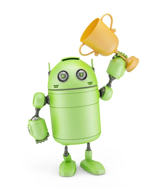 Robot met een trofee — Stockfoto