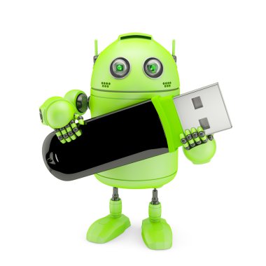 Android holding usb flash sürücü.