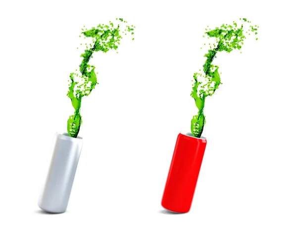 Latas de aluminio blanco y rojo con bebida energética . —  Fotos de Stock