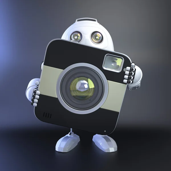 Android 机器人的紧凑型数码相机 — 图库照片
