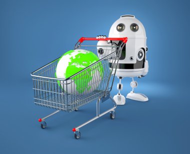 bir alışveriş sepeti bir küre içeren. gglobal Pazar kavramı