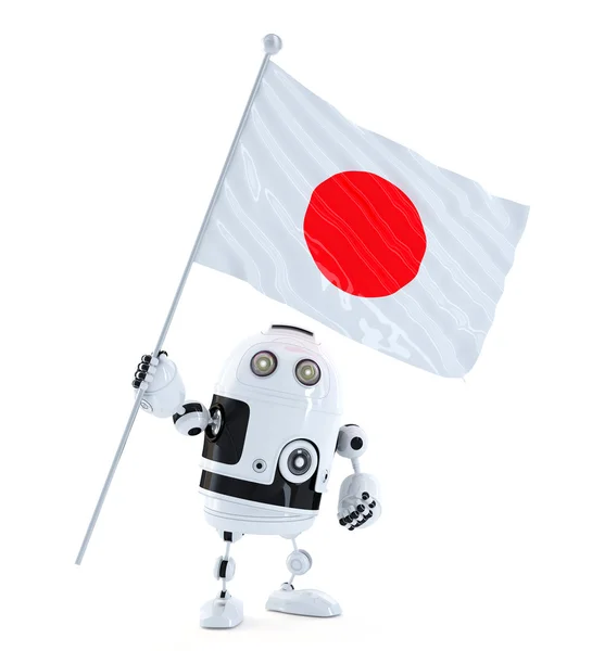 Robô Android em pé com a bandeira do Japão — Fotografia de Stock