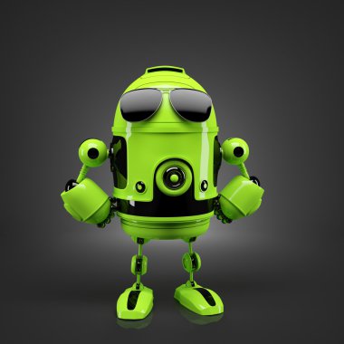 Android posing in sunglasses.