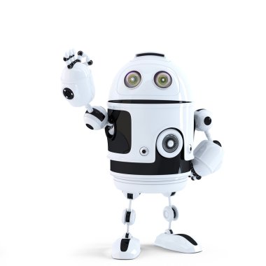 Android robot gösteren ok işareti. teknoloji kavramı