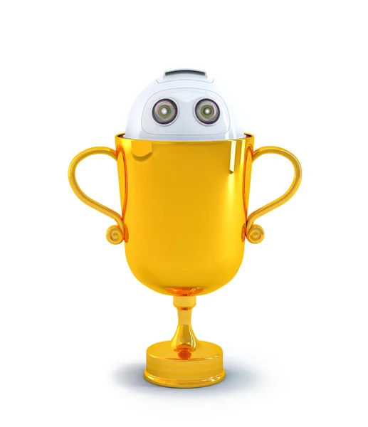 Robot inside the trophy. Technology concept — Stock Photo, Image