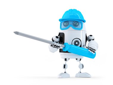 Robot with screwdriver. clipart