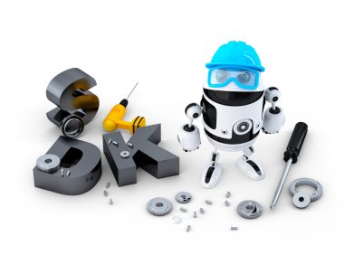 Robot araçlar ve sdk işareti. teknoloji kavramı