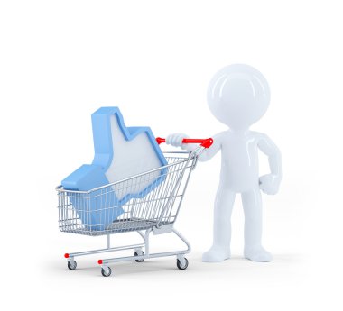alışveriş sepeti ile 3d adam