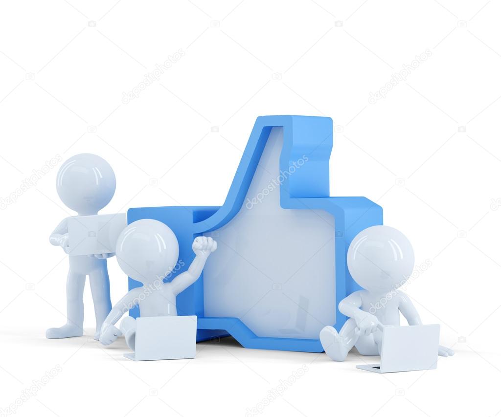 Group of people with Like symbol. Social network concept