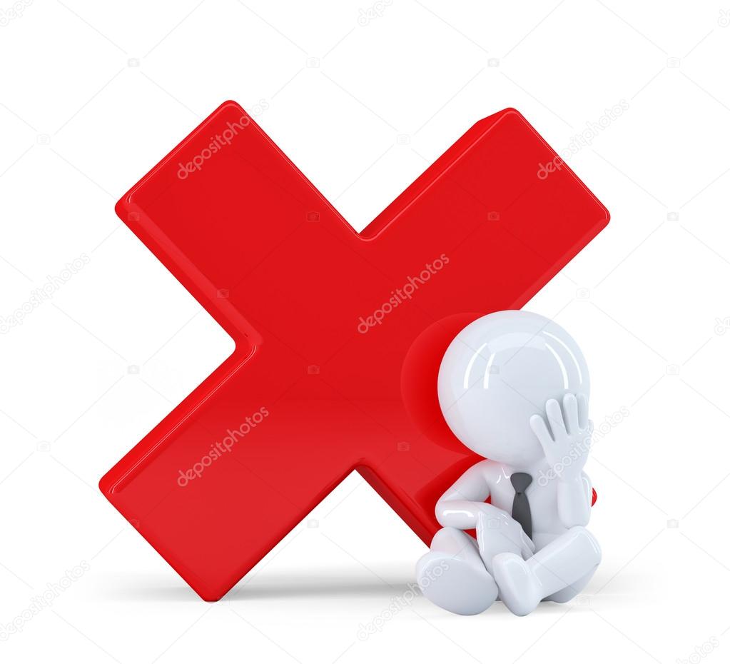 赤いバツ印を持つ 3 D 男 ストック写真 C Kirillm