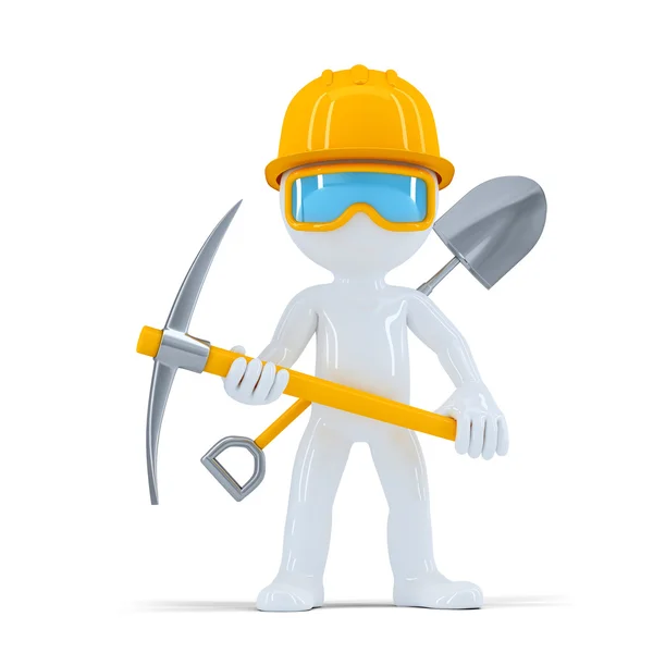 Construtor de construção posando com ferramentas — Fotografia de Stock