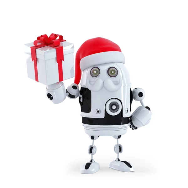 Robot Santa contenente una scatola regalo — Foto Stock