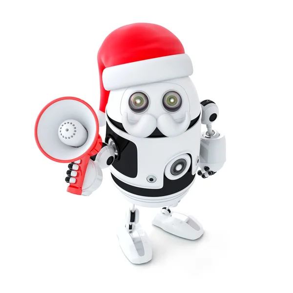 Roboter-Weihnachtsmann mit Megafon — Stockfoto