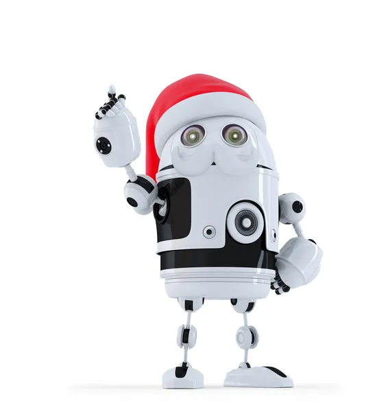 Robot Santa pointing up — Stock Photo, Image