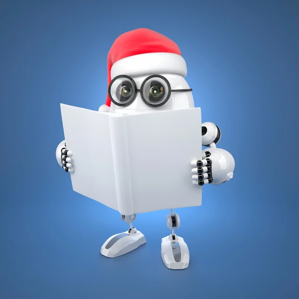 Santa robot läser en bok — Stockfoto