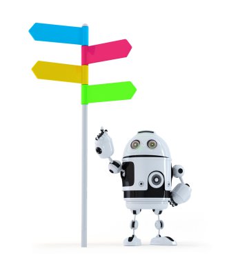 yol işareti işaret eden robot