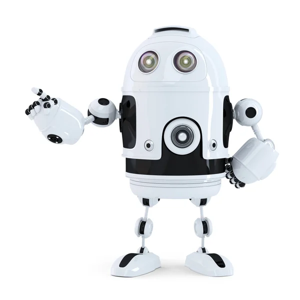 Cute robot pointing on something — Stock Photo, Image