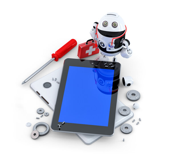 Robot repairing tablet computer