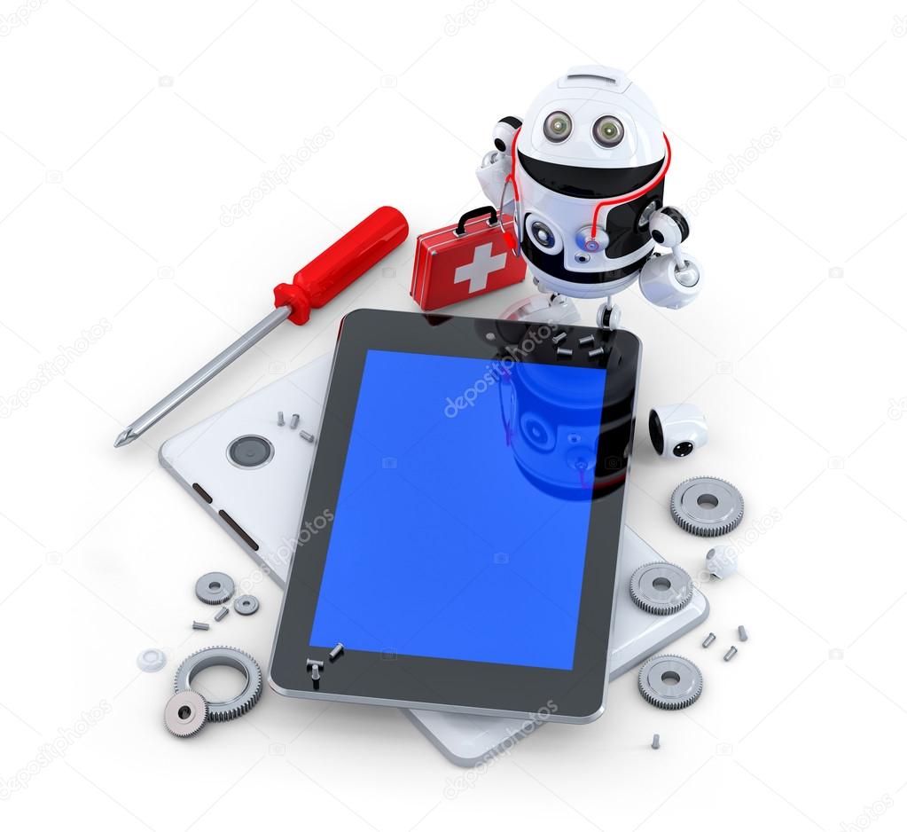 Robot repairing tablet computer