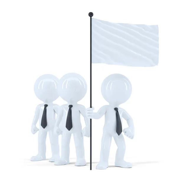 Équipe d'affaires avec drapeau blanc — Photo
