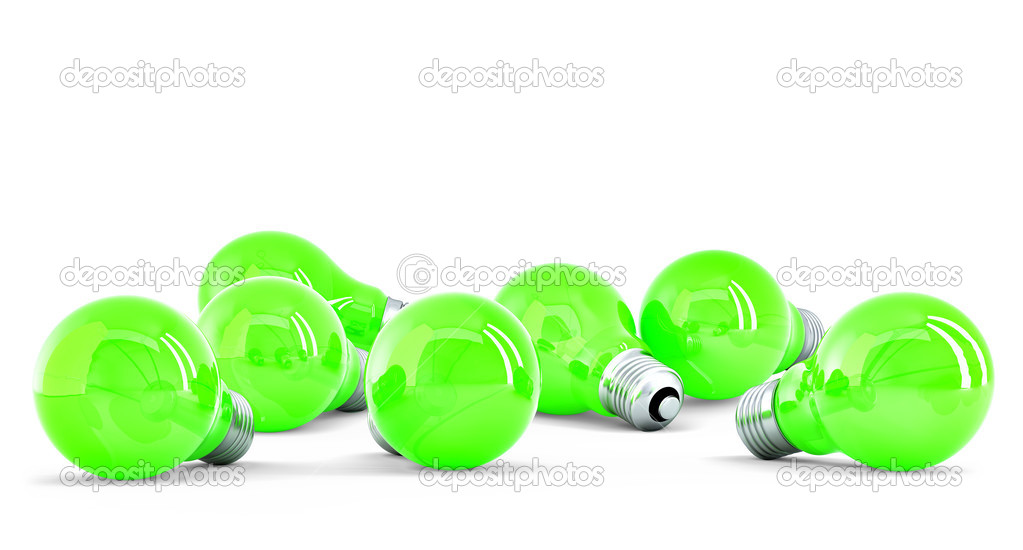 Group of green light bulbs