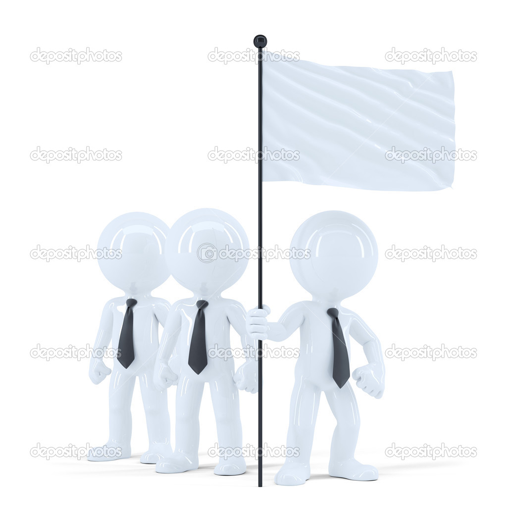 Business team with blank flag