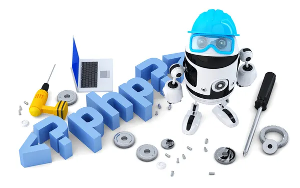 Robot met php teken — Stockfoto