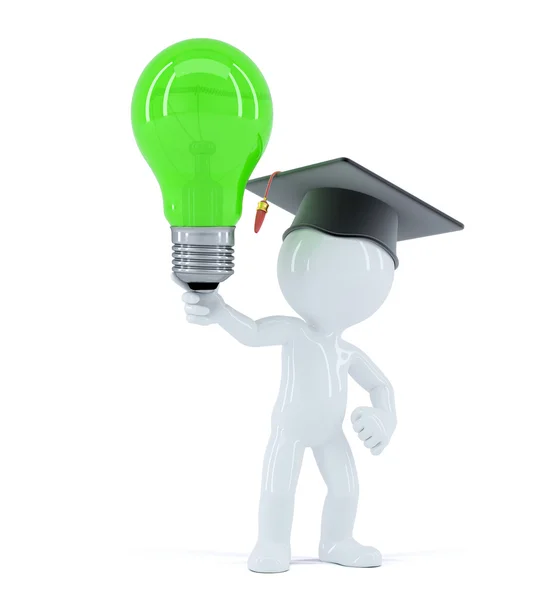 Student with light bulb — Stock Photo, Image