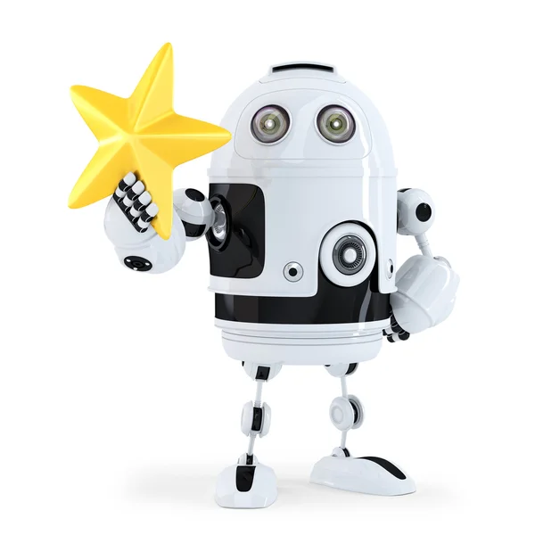 Golden star ile 3D robot — Stok fotoğraf