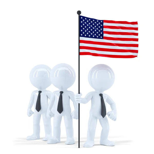 Business team holding flag of USA — Stock Photo, Image