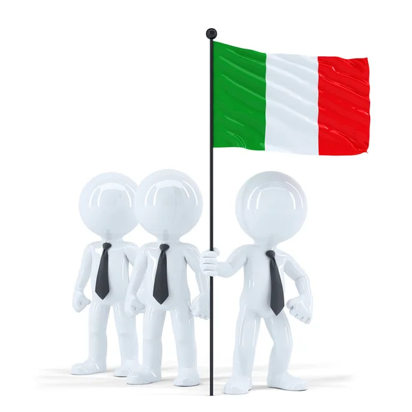 Team aziendale che detiene bandiera italiana . — Foto Stock