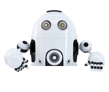 boş başlık işaret eden robot.