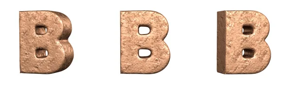 来自铜字母字母表集合的字母B 孤立无援3D渲染 — 图库照片