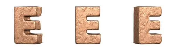 銅文字のアルファベットコレクションセットからの手紙E 隔離されてる 3Dレンダリング — ストック写真