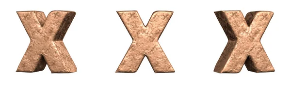 来自铜字母字母表集合的字母X孤立无援3D渲染 — 图库照片