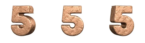 Number Five Copper Numbers Collection Set Isolated Rendering — Stock Photo, Image