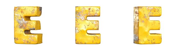 Буква Алфавита Набор Металлических Желтых Гранж Букв Изолирована Рендеринг — стоковое фото