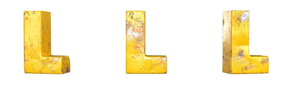 Letter Van Alfabet Set Van Metallic Gele Grunge Letters Geïsoleerd — Stockfoto