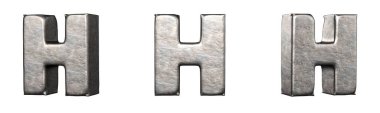 Tırmalanmış demir harf koleksiyonundan H harfi. İzole edilmiş. 3B Hazırlama