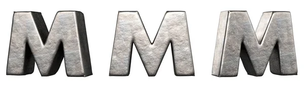 字母M从一个刮破的铁字母集合 孤立无援3D渲染 — 图库照片